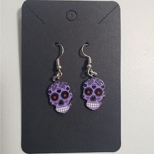 Handmade Halloween Day of the Dead Dia De Muertos candy skull earrings